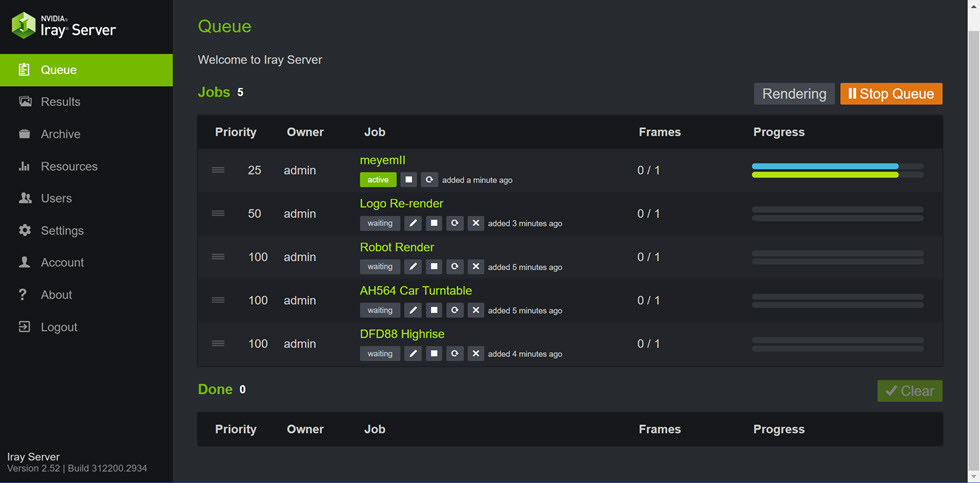 Iray Server Interface